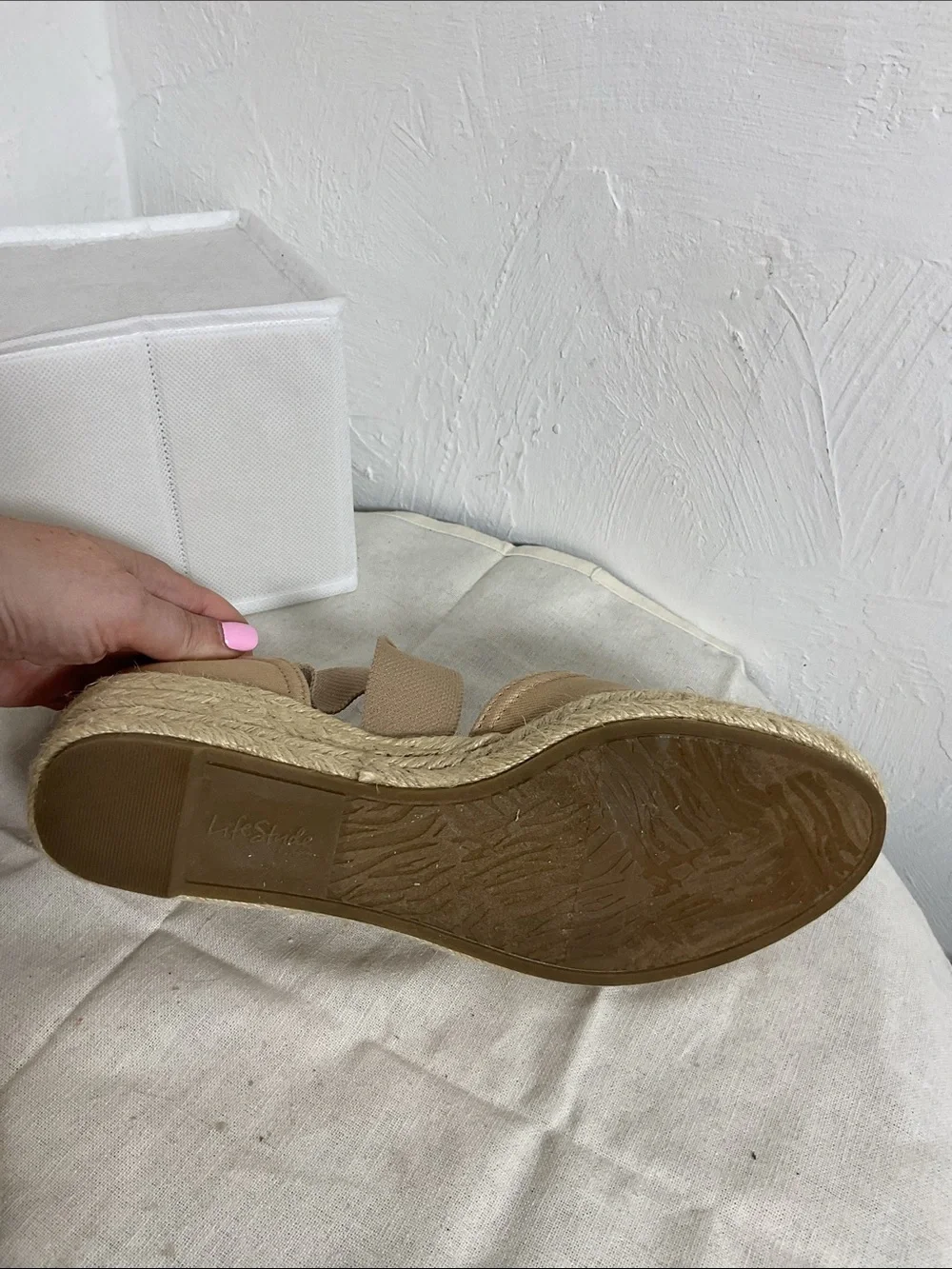 LifeStride Kascade Taupe Espadrille Wedge Sandals Size 7.5M